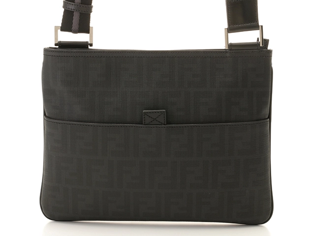 FENDI フェンディ ズッカ ショルダーバッグ ブラック PVC/レザー