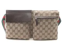 GUCCI グッチ GGウエストバッグ キャンバス／レザー ベージュ
