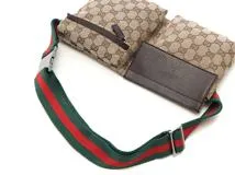 ◇GUCCI ウエストバッグ GGキャンバス ブラウン メンズ レディース GUCCI グッチ GGウエストバッグ キャンバス／レザー ベージュ