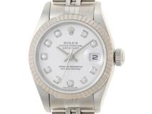 Y番　ROLEX　ロレックス　デイトジャスト WG/SS ホワイト10PD　レディース　自動巻き2148103865800【432】