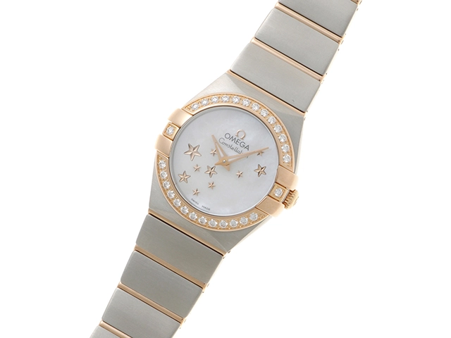 OMEGA オメガ レディース クオーツ コンステレーション ブラッシュ スター 123.25.24.60.05.002 ホワイトシェル文字盤 RG/SS【472】HK