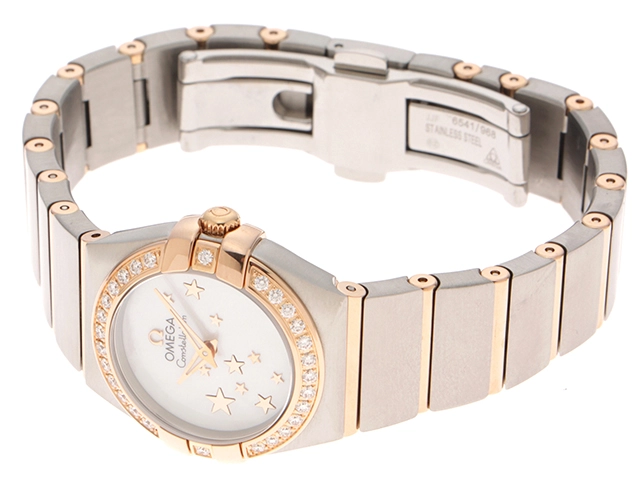 OMEGA オメガ レディース クオーツ コンステレーション ブラッシュ スター 123.25.24.60.05.002 ホワイトシェル文字盤 RG/SS【472】HK
