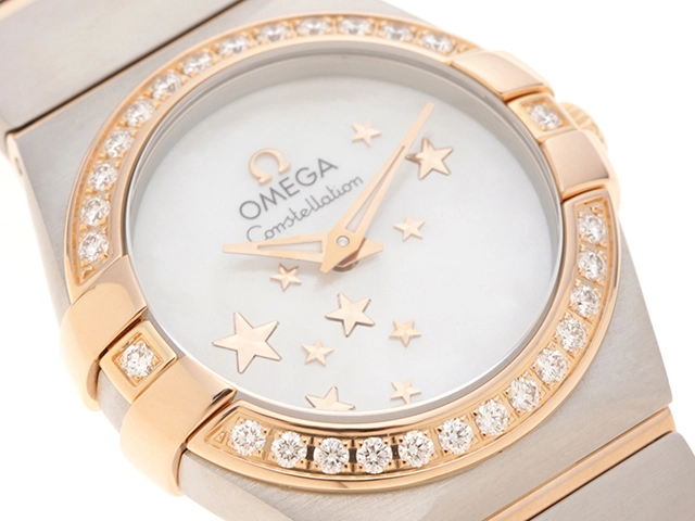OMEGA オメガ レディース クオーツ コンステレーション ブラッシュ スター 123.25.24.60.05.002 ホワイトシェル文字盤 RG/SS【472】HK