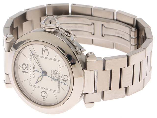 Cartier パシャC ビックデイト W31055M7 自動巻き時計 シルバー カルティエ CARTIER パシャC ホワイト ビッグデイト W31055M7