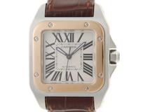 Cartier  カルティエ　サントス 100MM　W20107X7　SS/カワ　シルバー　メンズ　自動巻き2148103866098【432】