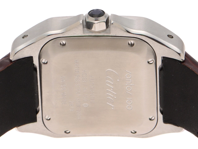Cartier  カルティエ　サントス 100MM　W20107X7　SS/カワ　シルバー　メンズ　自動巻き2148103866098【432】