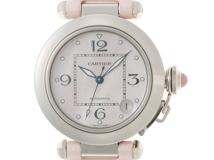 Cartier カルティエ パシャC 2003年クリスマス限定 W3106499 SS ステンレススチール サテンベルト ピンクシェル文字盤 オートマチック 【460】2148103866616