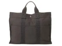 HERMES エルメス エールライントートMM グレー/SV ナイロン
