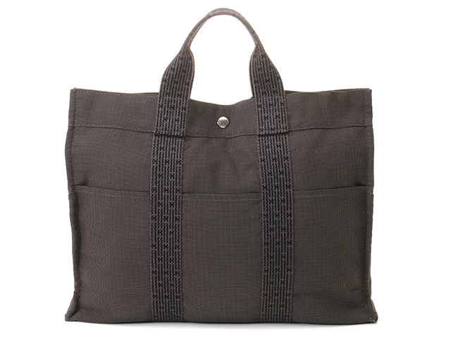 HERMES エルメス エールライントートMM グレー/SV ナイロン 