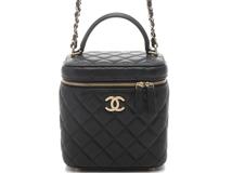 CHANEL　シャネル　縦型スモールバニティ　チェーンショダーバッグ　ブラック/GP　キャビア　2148103867675【434】