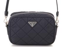 PRADA　プラダ　キルティング　2wayチェーンショルダーバッグ　1BH028　ネイビー　ナイロン/サフィアーノ【433】2148103867736