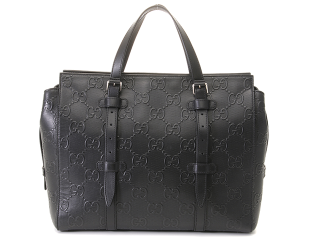 GUCCI グッチ GGエンボス トートバッグ ブラック レザー 625774