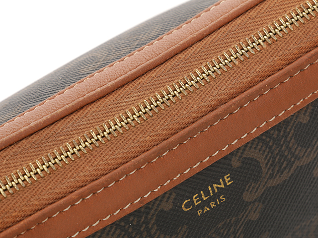 CELINE セリーヌ トリオンフ チェーン付きクラッチ タン PVC