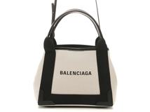 BALENCIAGA　バレンシアガ　ネイビーカバスXS　 ホワイト／ブラック　キャンバス／レザー　【431】2148103868108
