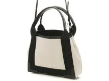 【大人気】バレンシアガ ネイビーカバス ホワイト レザー キャンバス BALENCIAGA バレンシアガ ネイビーカバスXS ホワイト／ブラック