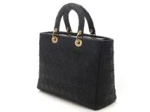【正規品】DIOR ディオール レザー ハンドバッグ ブラックJOLIJOU DIOR ディオール レディディオールラージハンドバッグ