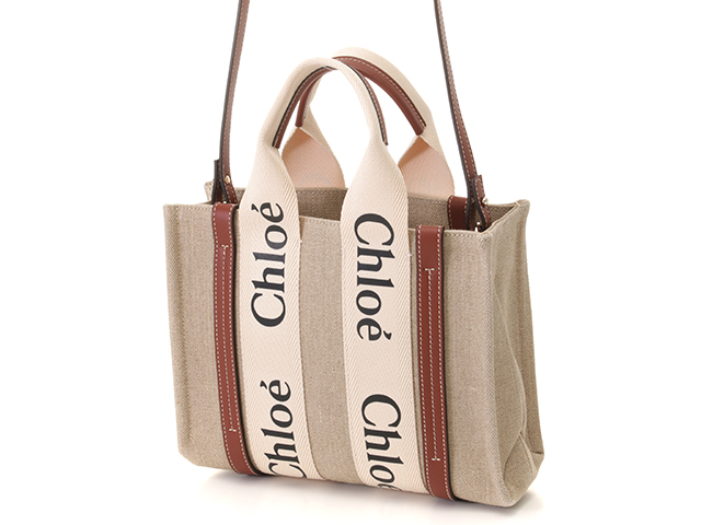 Chloe CHC23US163K11PALMA232 関税送料込 CHLOE クロエ Woodyスモールトートバッグ ホワイト/ブラウン
