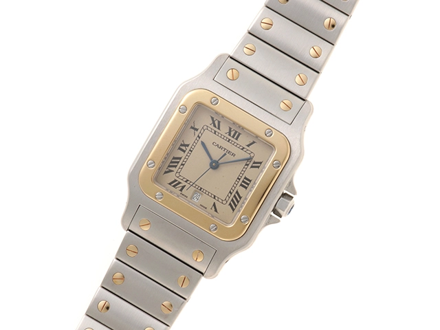 Cartier　カルティエ　時計　サントス ガルベLM　W20011C4　前期モデル　アイボリー文字盤　イエローゴールド/ステンレススチール　クォーツ　メンズ