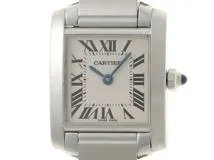 Cartier　カルティエ　タンクフランセーズSM　W51008Q3　SS　ホワイト文字盤　女性用クオーツ時計【473】