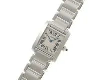 Cartier　カルティエ　タンクフランセーズSM　W51008Q3　SS　ホワイト文字盤　女性用クオーツ時計【473】