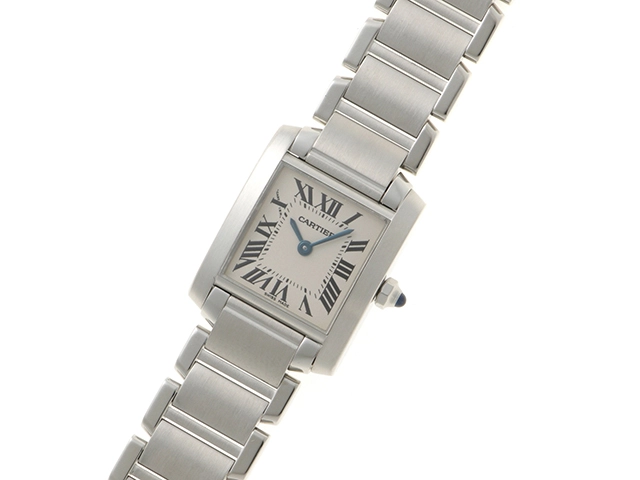 Cartier　カルティエ　タンクフランセーズSM　W51008Q3　SS　ホワイト文字盤　女性用クオーツ時計【473】