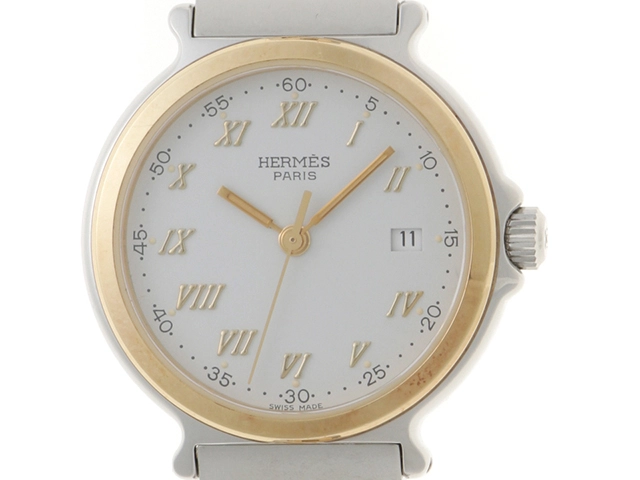 HERMES エルメス 腕時計 キャリック コンビ クォーツ ホワイト