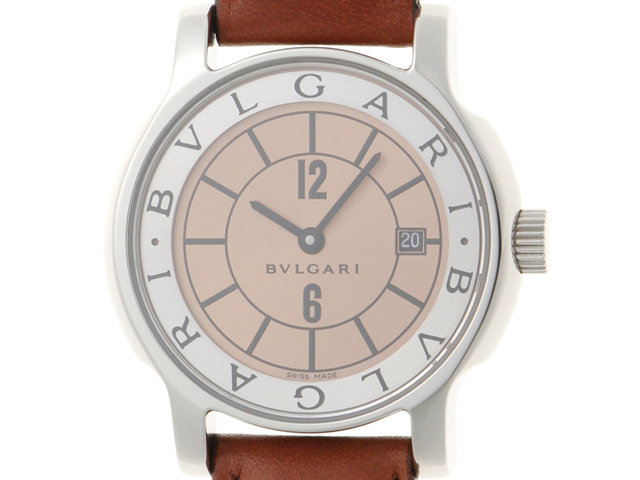 BVLGARI ブルガリ ソロテンポ ST29S ピンク文字盤 SS/革