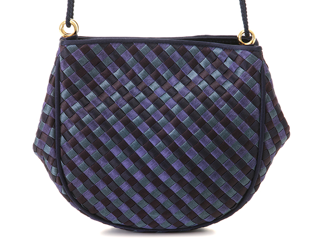 【美品】ボッテガヴェネタ ショルダーバッグ タッセル サテン BOTTEGA VENETA ボッテガ・ヴェネタ ショルダーバッグ ネイビー