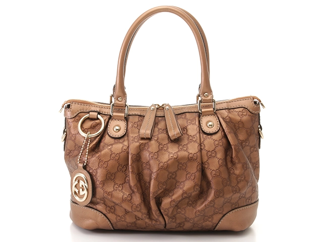 極美品✨ GUCCI ハンドバッグ　グッチシマ　レザー　ブラック　大容量 GUCCI グッチ グッチシマ 2WAYバッグ ブロンズ レザー