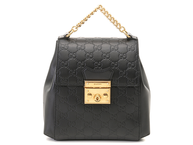 Gucci ブラックレザーリュック グッチ グッチシマ レザー バックパック/リュック ブラック