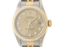 X番 ROLEX ロレックス デイトジャスト 69173G YG/SS イエローゴールド/ステンレススチール シャンパン10Pダイヤモンド 旧留 オートマチック【460】2148103870361