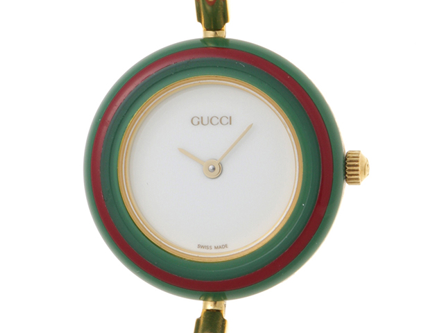 GUCCI チェンジベゼル時計 ホワイト/パープル GUCCI グッチ レディース 腕時計 チェンジベゼル バングル