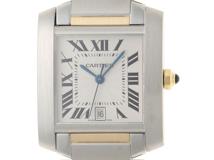 Cartier カルティエ 腕時計 タンクフランセーズ LM W51005Q4  シルバー文字盤 K18イエローゴールド/スティール 自動巻き【472】SJ