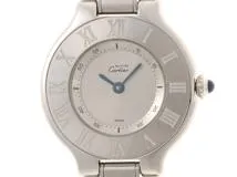 Cartier　カルティエ　マスト21SM　ステンレス　シルバー色文字盤　電池時計【471】I