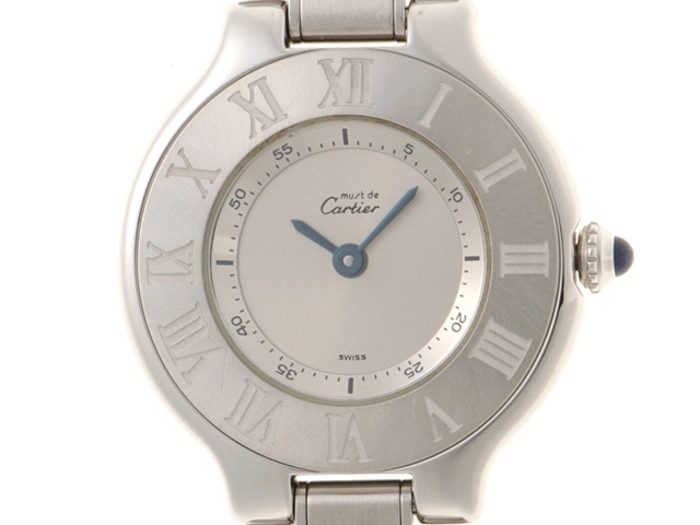 Cartier　カルティエ　マスト21SM　ステンレス　シルバー色文字盤　電池時計【471】I