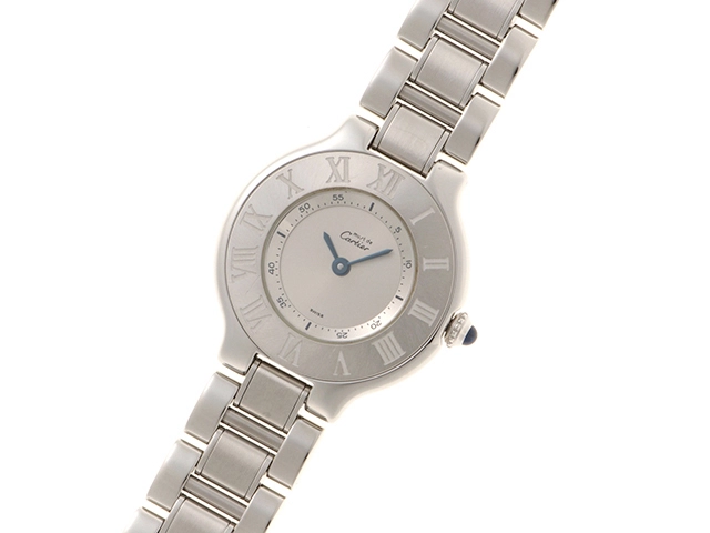 Cartier　カルティエ　マスト21SM　ステンレス　シルバー色文字盤　電池時計【471】I