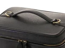 CHANEL シャネル ココマーク 2way横型バニティ ブラック/ゴールド金具 キャビア【431】Y