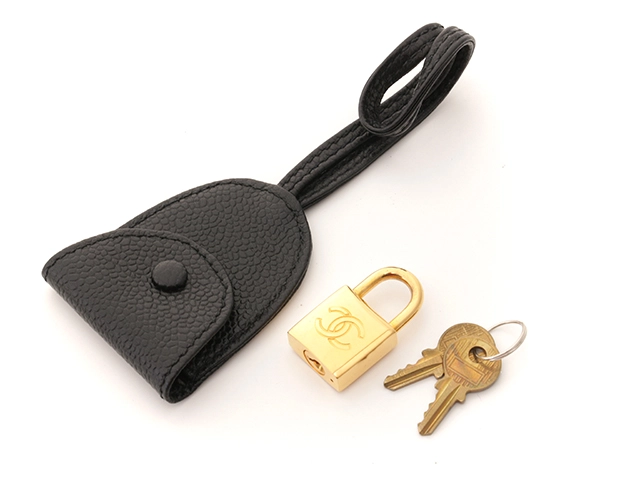 CHANEL シャネル ココマーク 2way横型バニティ ブラック/ゴールド金具 キャビア【431】Y