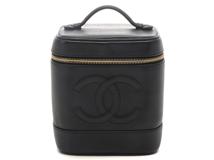 CHANEL シャネル バニティバッグ 縦型バニティ ブラック/ゴールド金具 キャビア A01998【472】YY