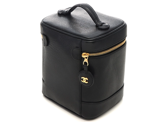 CHANEL シャネル バニティバッグ 縦型バニティ ブラック/ゴールド金具 キャビア A01998【472】YY