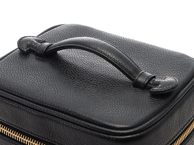 CHANEL シャネル バニティバッグ 縦型バニティ ブラック/ゴールド金具 キャビア A01998【472】YY