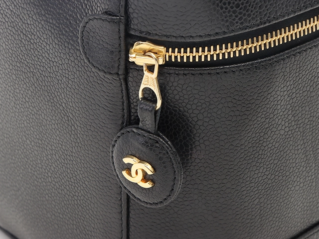 CHANEL シャネル バニティバッグ 縦型バニティ ブラック/ゴールド金具 キャビア A01998【472】YY