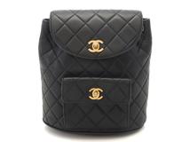 CHANEL シャネル マトラッセ デュマ チェーンバックパック ブラック/ゴールド金具 ラムスキン【472】YY