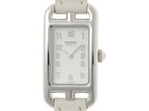 HERMES エルメス ナンタケット Ｗトゥール NA2.110 SS ステンレススチール レザーベルト シルバー文字盤 クォーツ 【460】2148103872273