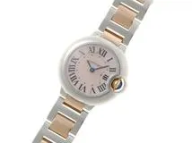 Cartier カルティエ 腕時計 2012年並行品 バロンブルー 28ｍｍ W6920034 K18ピンクゴールド/スティール ピンクシェル文字盤 クォーツ【472】SJ
