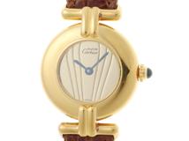 Cartier　カルティエ　マストコリゼ　ヴェルメイユ　W590002　ゴールド文字盤　シルバー925/GP/革　クオーツ　レディース　【207】2148103872860