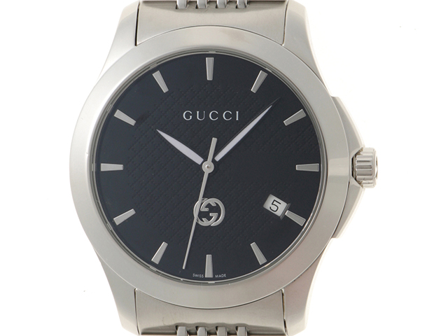 GUCCI グッチ Gタイムレス 126.4 ブラック文字盤 ステンレス