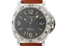 PANERAI パネライ 腕時計 1999年並行品 ルミノールGMT PAM00023 ステンレススティール/革 ブラック文字盤 自動巻き【472】SJ