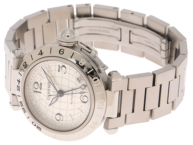Cartier カルティエ パシャC メリディアン GMT シルバー文字盤 自動