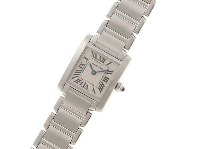 Cartier カルティエ 時計 タンクフランセーズ SM W51008Q3 アイボリー ステンレススチール レディース クオーツ 研磨済み